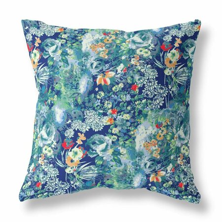 PALACEDESIGNS 20 in. Springtime Indoor & Outdoor Throw Pillow Bright Blue & Turquoise PA3100489
